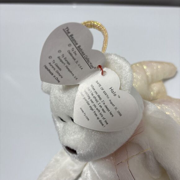 Ty Beanie Baby Halo Bear 1998 *RARE RETIRED* with Brown Nose - Picture 4 of 10